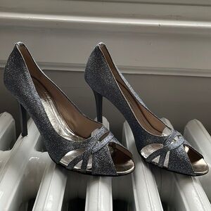 Studio Pollini 4in heels Glitter Silver